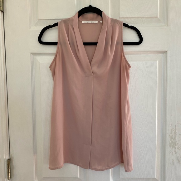 Violet + Claire Dusty Pink Sleeveless Draped Blouse - Picture 1 of 5
